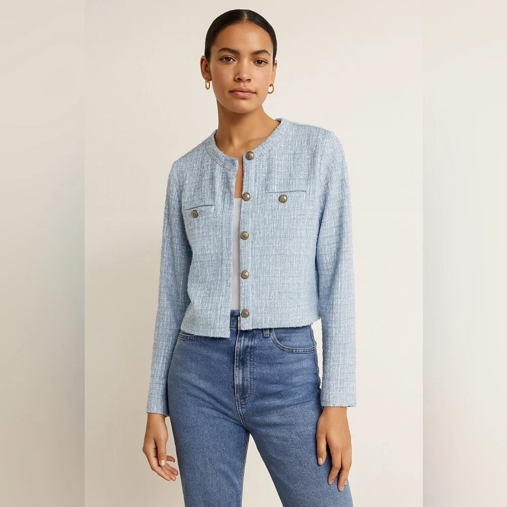 H&M Light Blue Textured Blazer - Picture 1 of 9